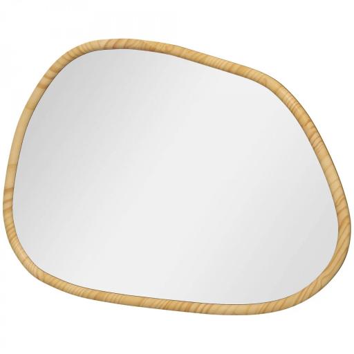 Espejo de Pared Decorativo 70x50 cm con Forma Irregular y Marco de Madera Horizontal o Vertical Natural [8]