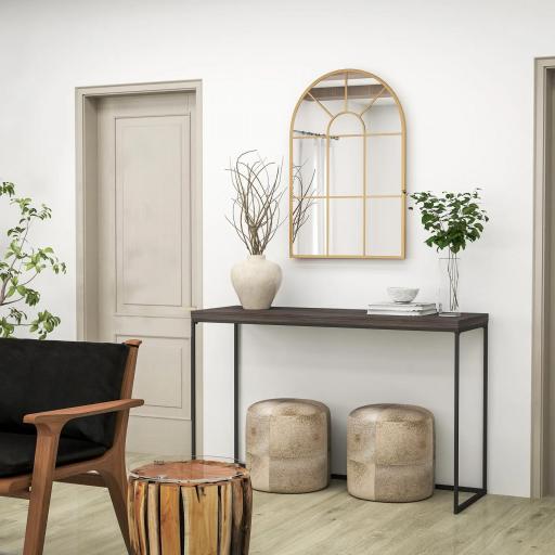 Espejo Decorativo de Pared 60x91cm Espejo de Ventana de Metal para Salón Dormitorio Entrada Estilo Moderno Dorado [3]