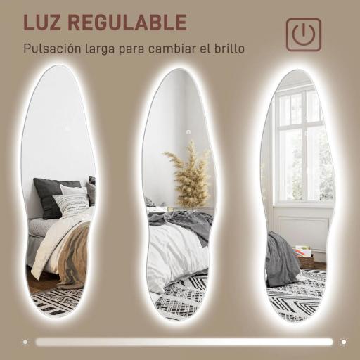 Espejo de Pared de Cuerpo Entero con Luces LED 120x40 cm con Iluminación de 3 Colores Función de Memoria Transparente [3]