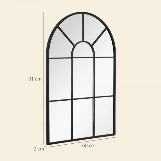 Espejo Decorativo de Pared 60x91cm Espejo de Ventana de Metal para Salón Dormitorio Entrada Estilo Moderno Negro [1]