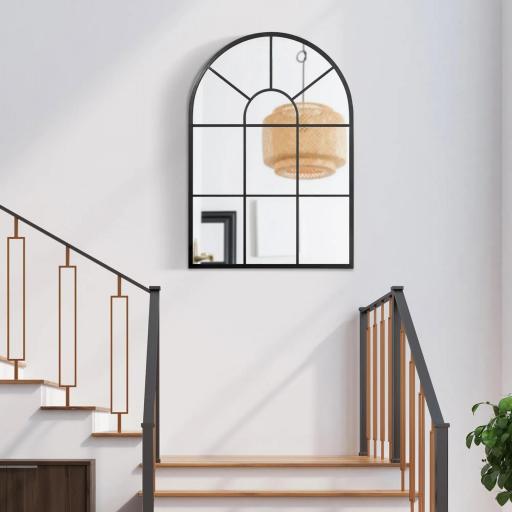 Espejo Decorativo de Pared 60x91cm Espejo de Ventana de Metal para Salón Dormitorio Entrada Estilo Moderno Negro [5]