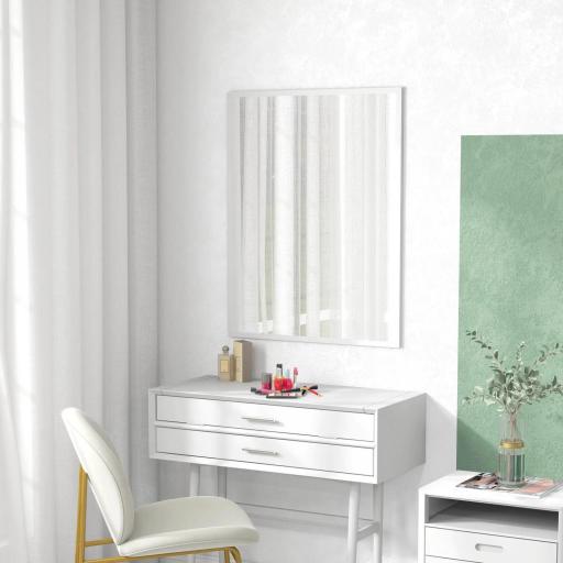 Espejo Rectangular de Baño 70x90 cm Espejo de Pared Decorativo para Salón Entrada Pasillo Horizontal o Vertical Blanco [6]