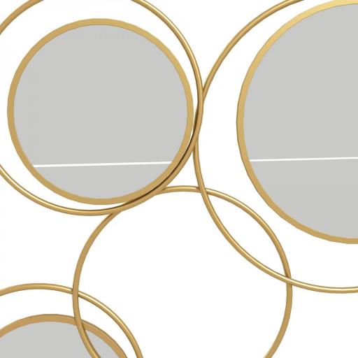 Espejo Decorativo de Pared de Metal 3D Decoración con 4 Espejos Redondos para Salón Dormitorio Pasillo 110x68 cm Dorado [6]