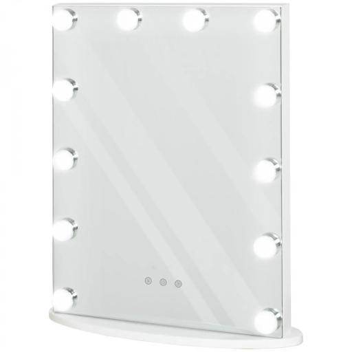 Espejo de Maquillaje Estilo Hollywood Espejo de Tocador Táctil con 12 Luces LED Ajustables 41,5x13,5x51 cm Blanco [9]