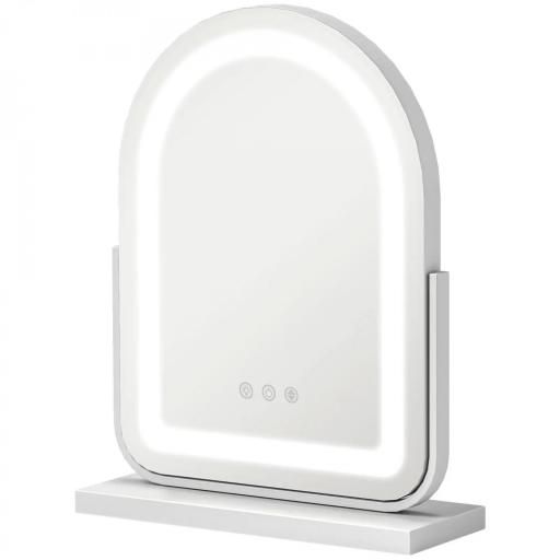 Espejo de Maquillaje con Luz LED Iluminación Ajustable Rotación Regulable de 360° y Control Táctil 33x12x44,5 cm Blanco [9]