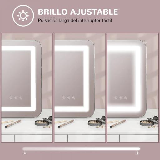Espejo Tocador Giratorio 30x40 cm con 3 Modos de Iluminación Ajustables Interruptor Táctil Espejo de Aumento Blanco [2]