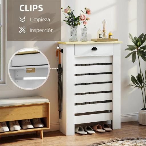 Cubre Radiadores de MDF con Cajón Cubierta para Radiador para Salón Dormitorio Pasillo 78x19x95,5 cm Blanco [6]