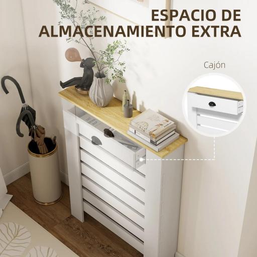 Cubre Radiadores de MDF con Cajón Cubierta para Radiador para Salón Dormitorio Pasillo 78x19x95,5 cm Blanco [2]