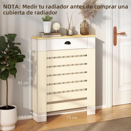 Cubre Radiadores de MDF con Cajón Cubierta para Radiador para Salón Dormitorio Pasillo 78x19x95,5 cm Blanco [1]