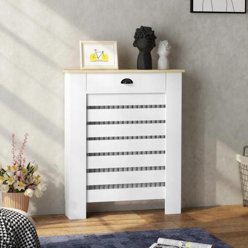Cubre Radiadores de MDF con Cajón Cubierta para Radiador para Salón Dormitorio Pasillo 78x19x95,5 cm Blanco [7]