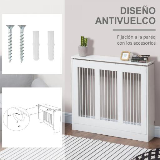 Cubierta de Radiador Blanco 90x18x84 cm Cubre Radiador de MDF Diseño Moderno Estante para Radiador Vertical para Salón [2]