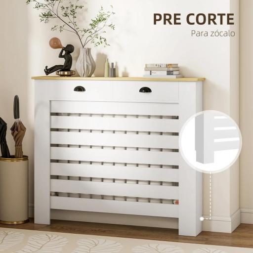Cubre Radiadores de MDF con 2 Cajones Cubierta para Radiador para Salón Dormitorio Pasillo 111x19x95,5 cm Blanco [1]