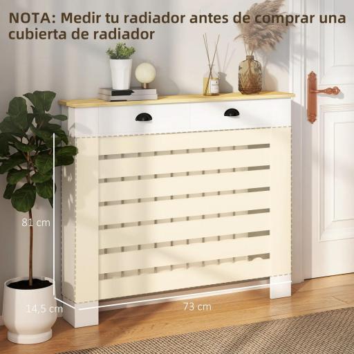 Cubre Radiadores de MDF con 2 Cajones Cubierta para Radiador para Salón Dormitorio Pasillo 111x19x95,5 cm Blanco [2]