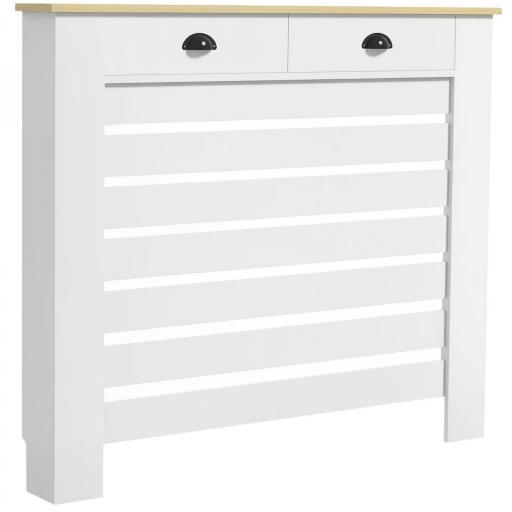 Cubre Radiadores de MDF con 2 Cajones Cubierta para Radiador para Salón Dormitorio Pasillo 111x19x95,5 cm Blanco [7]