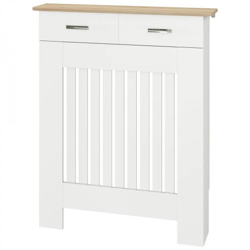 Cubreradiador de Lamas con Cajón y Antivuelco, 78 x 19 x 97 cm, Blanco [6]