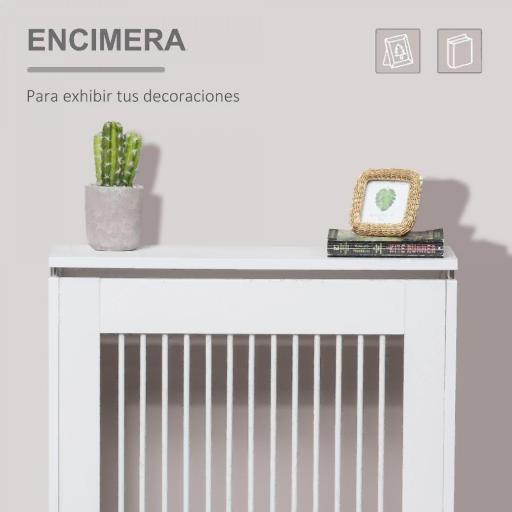 Cubierta de Radiador Cubre Radiador Moderno Pintado de MDF con Estante Superior para Salón Dormitorio 60x18x84 cm Blanco [6]