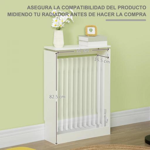 Cubierta de Radiador Cubre Radiador Moderno Pintado de MDF con Estante Superior para Salón Dormitorio 60x18x84 cm Blanco [5]