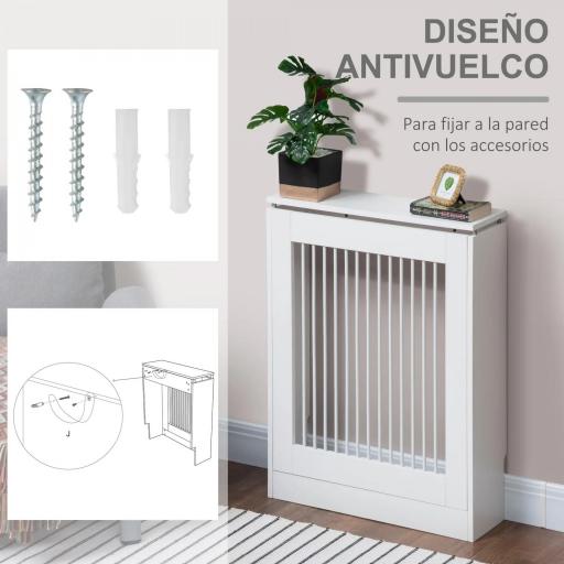 Cubierta de Radiador Cubre Radiador Moderno Pintado de MDF con Estante Superior para Salón Dormitorio 60x18x84 cm Blanco [7]