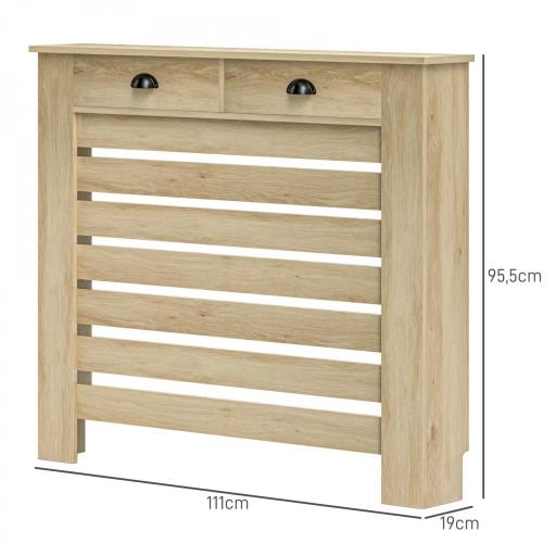 Cubre Radiadores de MDF con Cajón Cubierta para Radiador para Salón Dormitorio Pasillo 111x19x95,5 cm Roble [2]