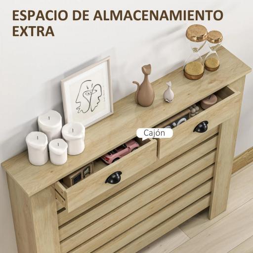 Cubre Radiadores de MDF con Cajón Cubierta para Radiador para Salón Dormitorio Pasillo 111x19x95,5 cm Roble [4]