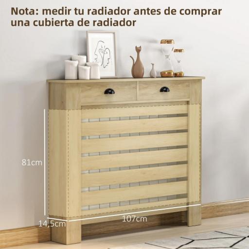 Cubre Radiadores de MDF con Cajón Cubierta para Radiador para Salón Dormitorio Pasillo 111x19x95,5 cm Roble [7]