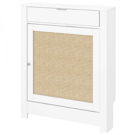 Cubre Radiadores con Puerta Abatible y Ratán Compartimento Diseño Bohemio para Salón Dormitorio Blanco [8]