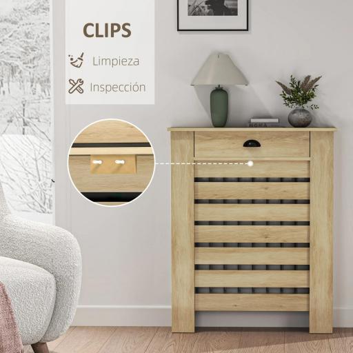 Cubre Radiadores de MDF con Cajón Cubierta para Radiador para Salón Dormitorio Pasillo 78x19x95,5 cm Roble [5]