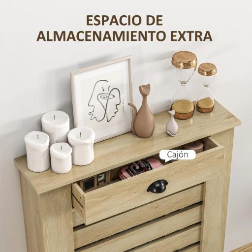 Cubre Radiadores de MDF con Cajón Cubierta para Radiador para Salón Dormitorio Pasillo 78x19x95,5 cm Roble [3]