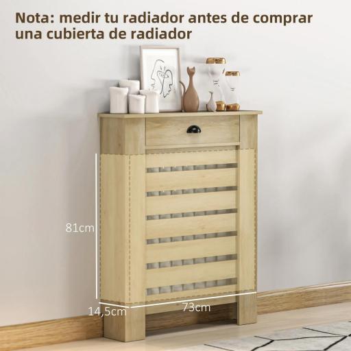Cubre Radiadores de MDF con Cajón Cubierta para Radiador para Salón Dormitorio Pasillo 78x19x95,5 cm Roble [4]