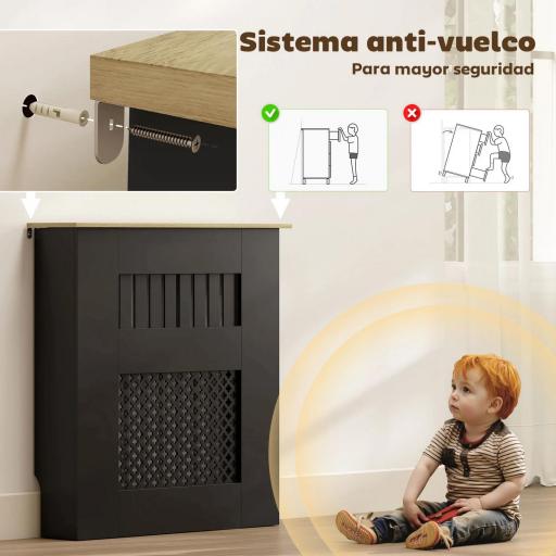 Cubre Radiadores 78x19x81 cm Cubierta para Radiador Diseño Moderno de Listones y Nido de Abeja Negro [5]