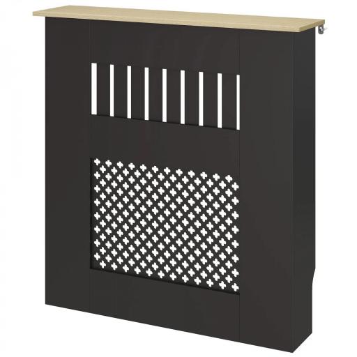 Cubre Radiadores 78x19x81 cm Cubierta para Radiador Diseño Moderno de Listones y Nido de Abeja Negro [8]