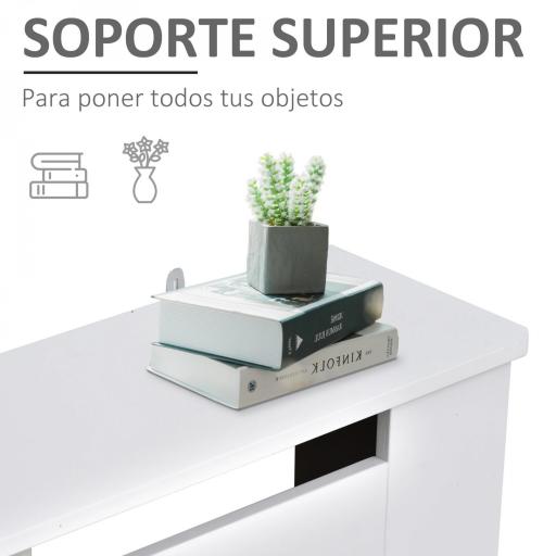 Cubre Radiadores, 78x19x82 cm, Cubierta para Radiador Moderna de MDF, con Estante Superior y Listones, para Salón, Dormitorio, Pasillo, Blanco [2]