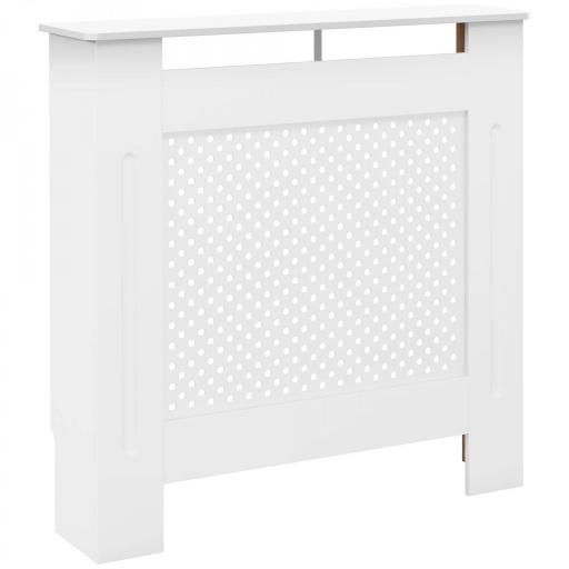 Cubre Radiadores, 78x19x82 cm, Cubierta para Radiador Moderna de MDF, con Estante Superior y Listones, para Salón, Dormitorio, Pasillo, Blanco [10]