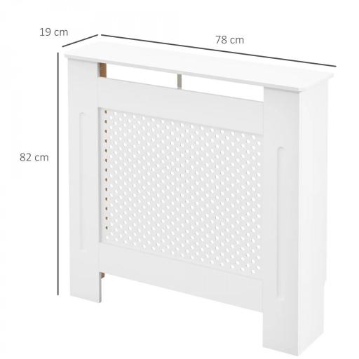 Cubre Radiadores, 78x19x82 cm, Cubierta para Radiador Moderna de MDF, con Estante Superior y Listones, para Salón, Dormitorio, Pasillo, Blanco [8]