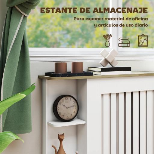 Cubre Radiadores con Estantes Cubreradiador de MDF Diseño Moderno de Listones para Salón Dormitorio 152x19x83 cm Blanco [5]