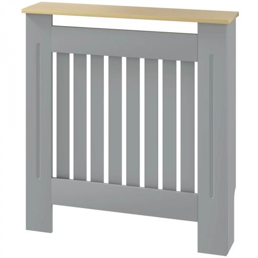 Cubreradiador de MDF Cubierta para Radiador para Salón Dormitorio Pasillo 78x19x83 cm Gris y Roble [9]