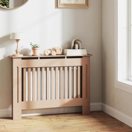 Cubre Radiador Cubierta para Radiador con Dispositivo Antivuelco Diseño Moderno 112x19x81cm Madera Natural