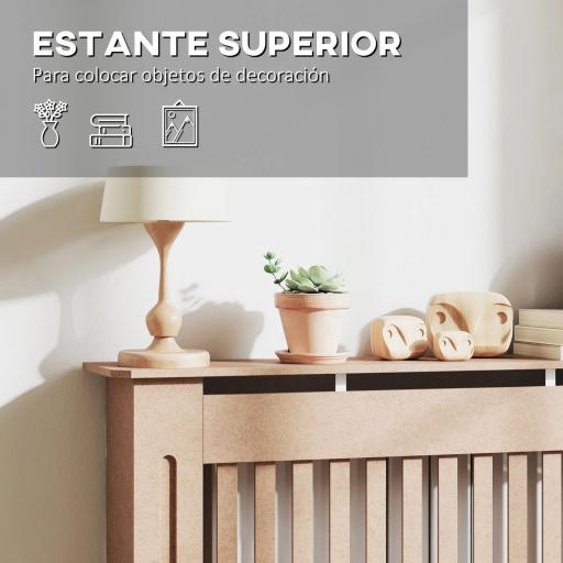 Cubre Radiador Cubierta para Radiador con Dispositivo Antivuelco Diseño Moderno 112x19x81cm Madera Natural [4]