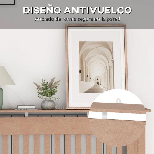 Cubre Radiador Cubierta para Radiador con Dispositivo Antivuelco Diseño Moderno 112x19x81cm Madera Natural [2]