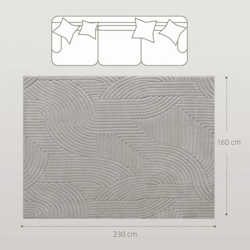 Alfombra Salón 230x160 cm Pelo Corto Estilo Moderno Base Antideslizante Tejida a Máquina Gris [1]