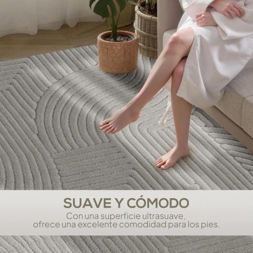 Alfombra Salón 230x160 cm Pelo Corto Estilo Moderno Base Antideslizante Tejida a Máquina Gris [2]