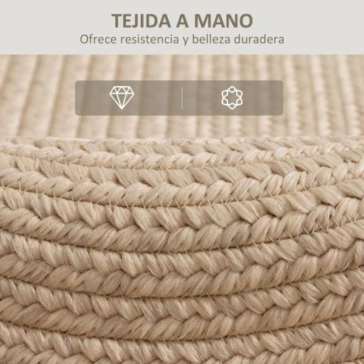 Alfombra Salón 170x120 cm Lavable en Lavadora Tejido a Mano Estilo Rústico Tapete para Sala de Estar Dormitorio Beige [2]