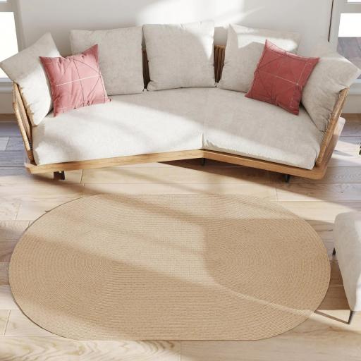 Alfombra Salón 170x120 cm Lavable en Lavadora Tejido a Mano Estilo Rústico Tapete para Sala de Estar Dormitorio Beige [8]