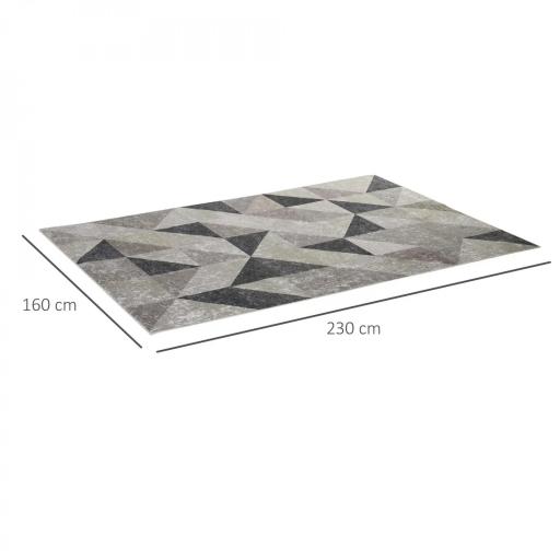 Alfombra de Salón Moderna de Terciopelo 230x160 cm Alfombra Geométrica para Dormitorio Oficina Gris [1]