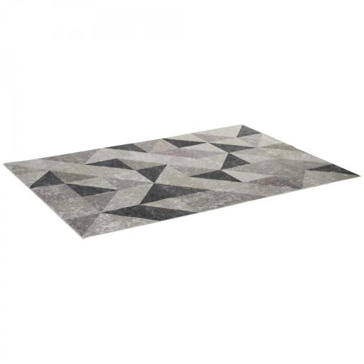 Alfombra de Salón Moderna de Terciopelo 230x160 cm Alfombra Geométrica para Dormitorio Oficina Gris [9]