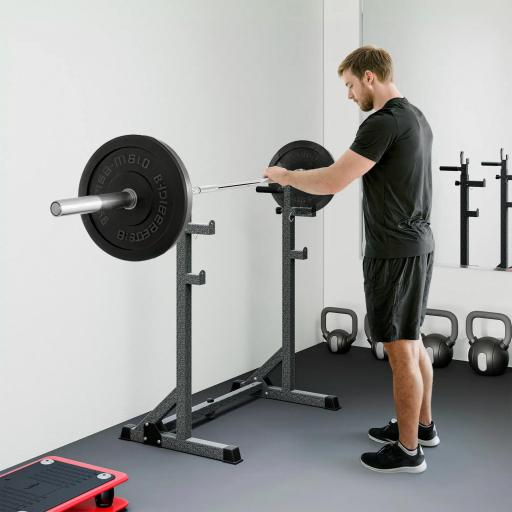 Soporte para Barras de Pesas con Ancho y Altura Ajustable Rack Musculación con Marco de Acero Carga 150 kg Negro [6]