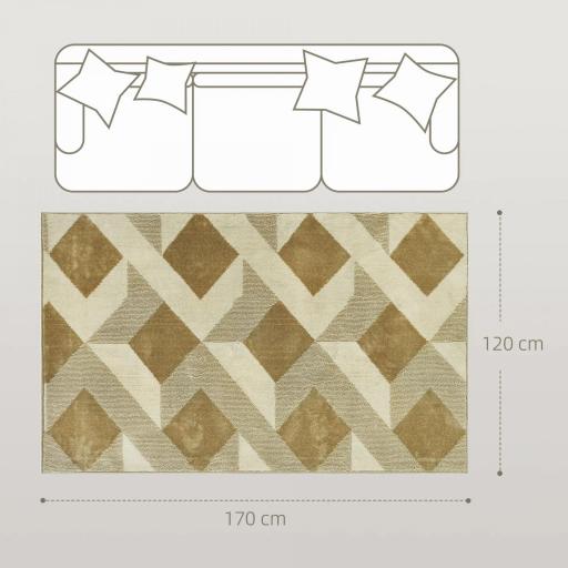 Alfombra Lavable en Lavadora Pelo Corto 170x120 cm Estilo Moderno Tapete para Sala de Estar Dormitorio Comedor Crema [1]