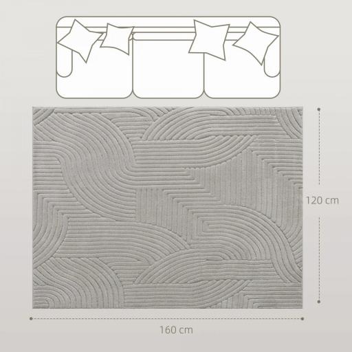 Alfombra Salón 160x120 cm Pelo Corto Estilo Moderno Base Antideslizante Tejida a Máquina Gris [1]