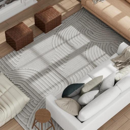 Alfombra Salón 160x120 cm Pelo Corto Estilo Moderno Base Antideslizante Tejida a Máquina Gris [5]