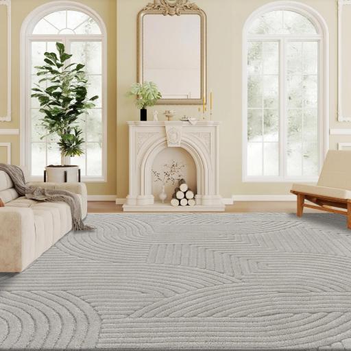 Alfombra Salón 160x120 cm Pelo Corto Estilo Moderno Base Antideslizante Tejida a Máquina Gris [8]